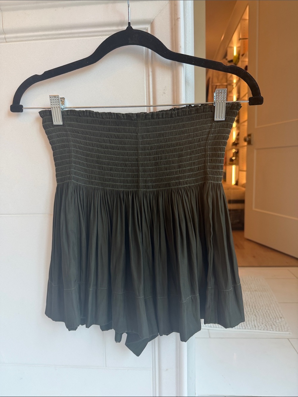 Smocked Waist Olive Green Women's Skort